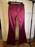 J BRAND Valentina Satin Pants Flare Jeans Opium Red Size 24