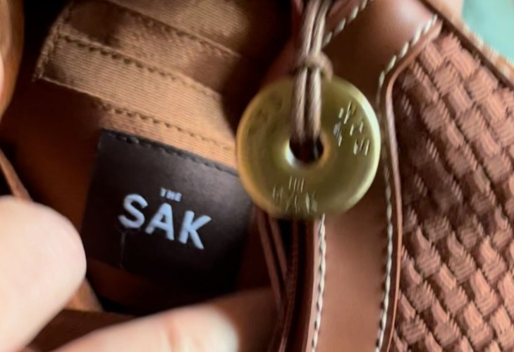The Sak Brown Woven Shoulder Bag – Leather Trim