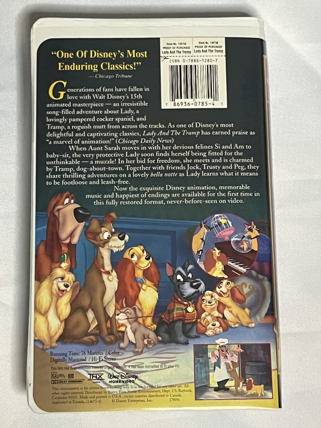 Lady And The Tramp VHS Tape Original Inserts Walt Disney Masterpiece
