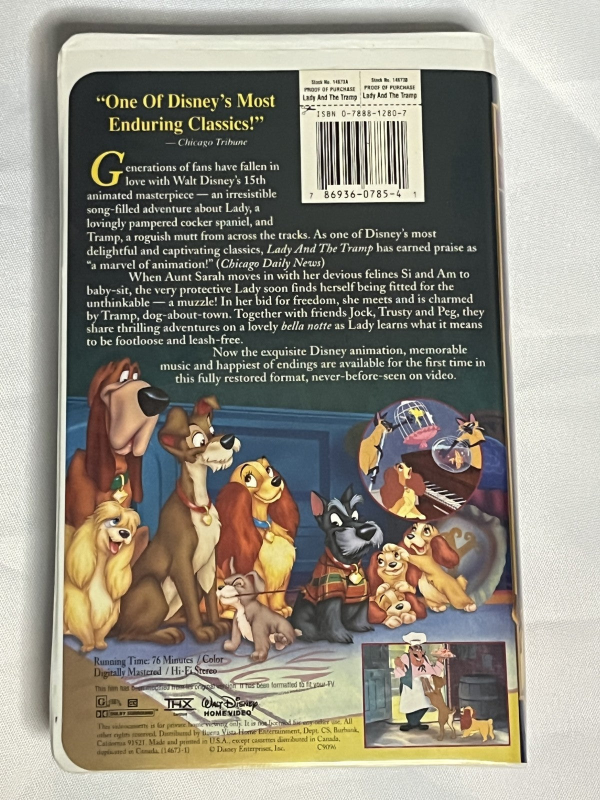 Lady And The Tramp VHS Tape Original Inserts Walt Disney Masterpiece