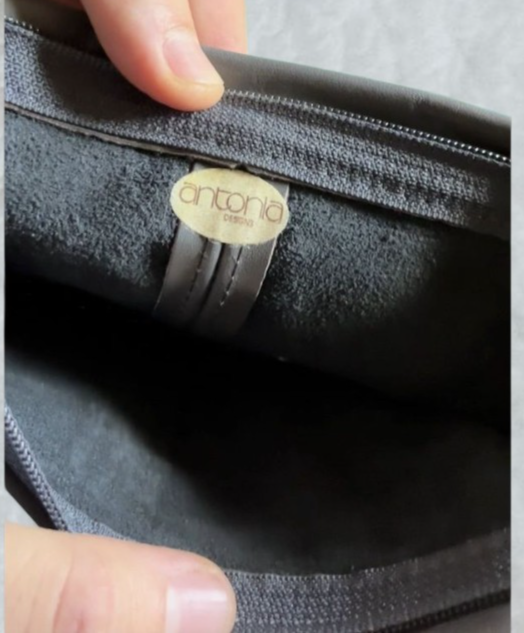 Antonia Designs Black Leather Clutch Purse, Vintage