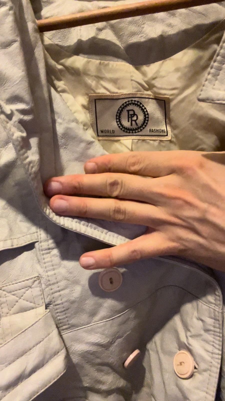 Vintage 90s PR World Fashions Tan Trench Coat Belted Double Breasted M/L