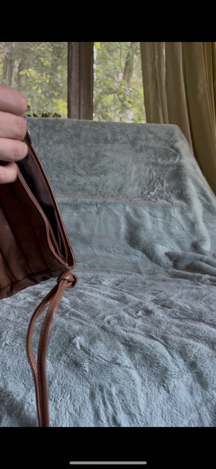 Vintage 70s Brown Pleated Leather Crossbody Bag Hong Kong Made Purse