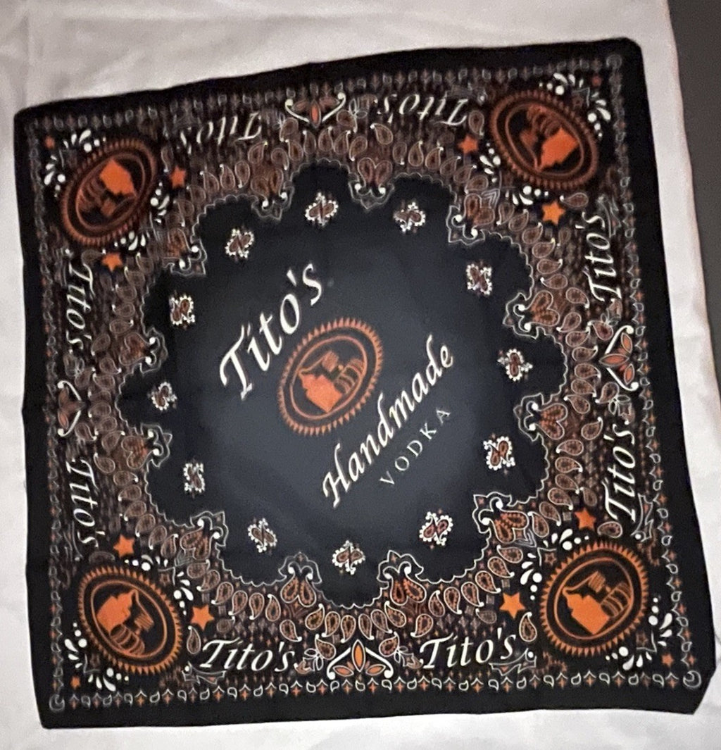 Paisley Bandana Tito's Handmade Vodka Kerchief Black & Orange