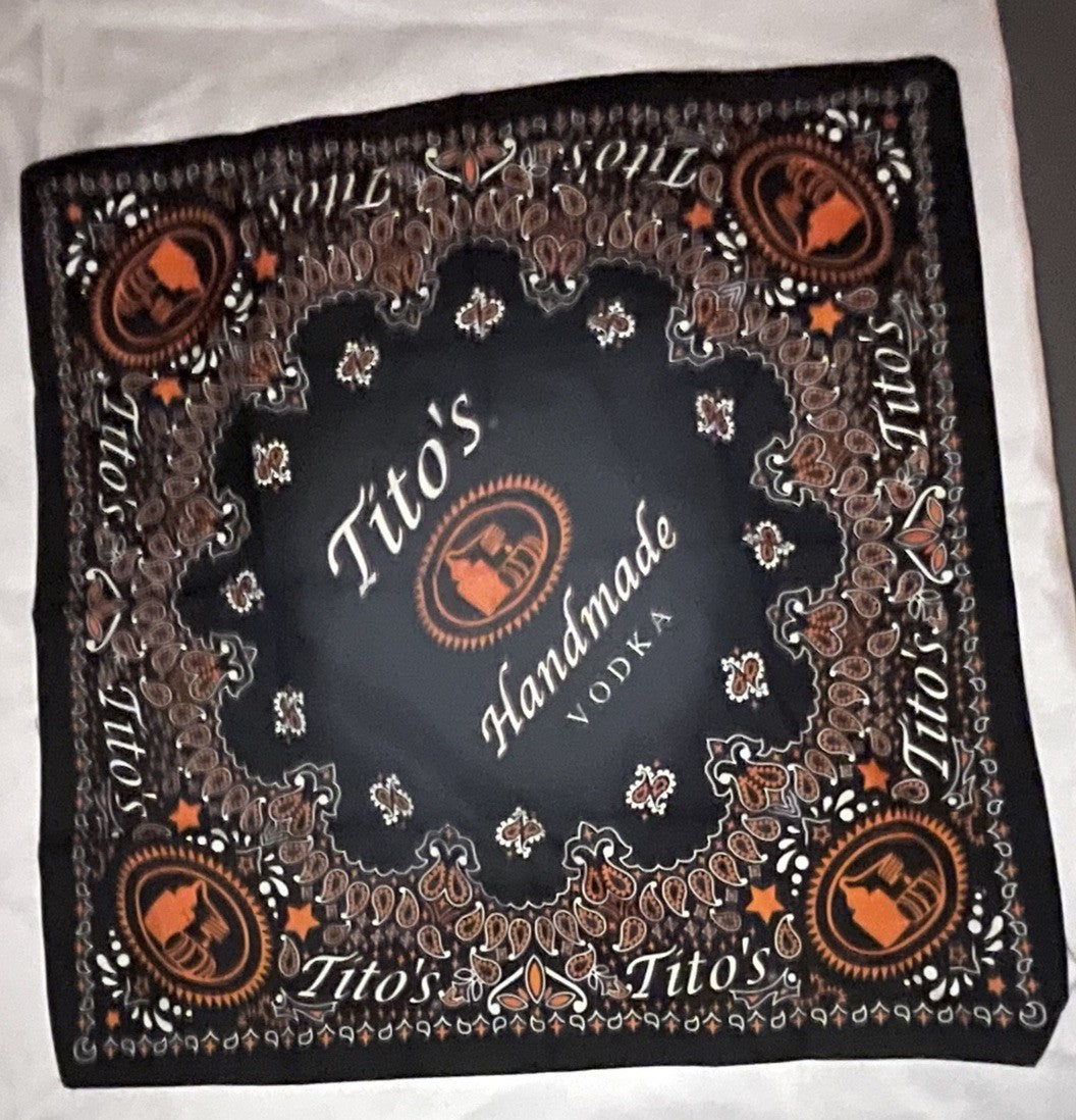 Paisley Bandana Tito's Handmade Vodka Kerchief Black & Orange