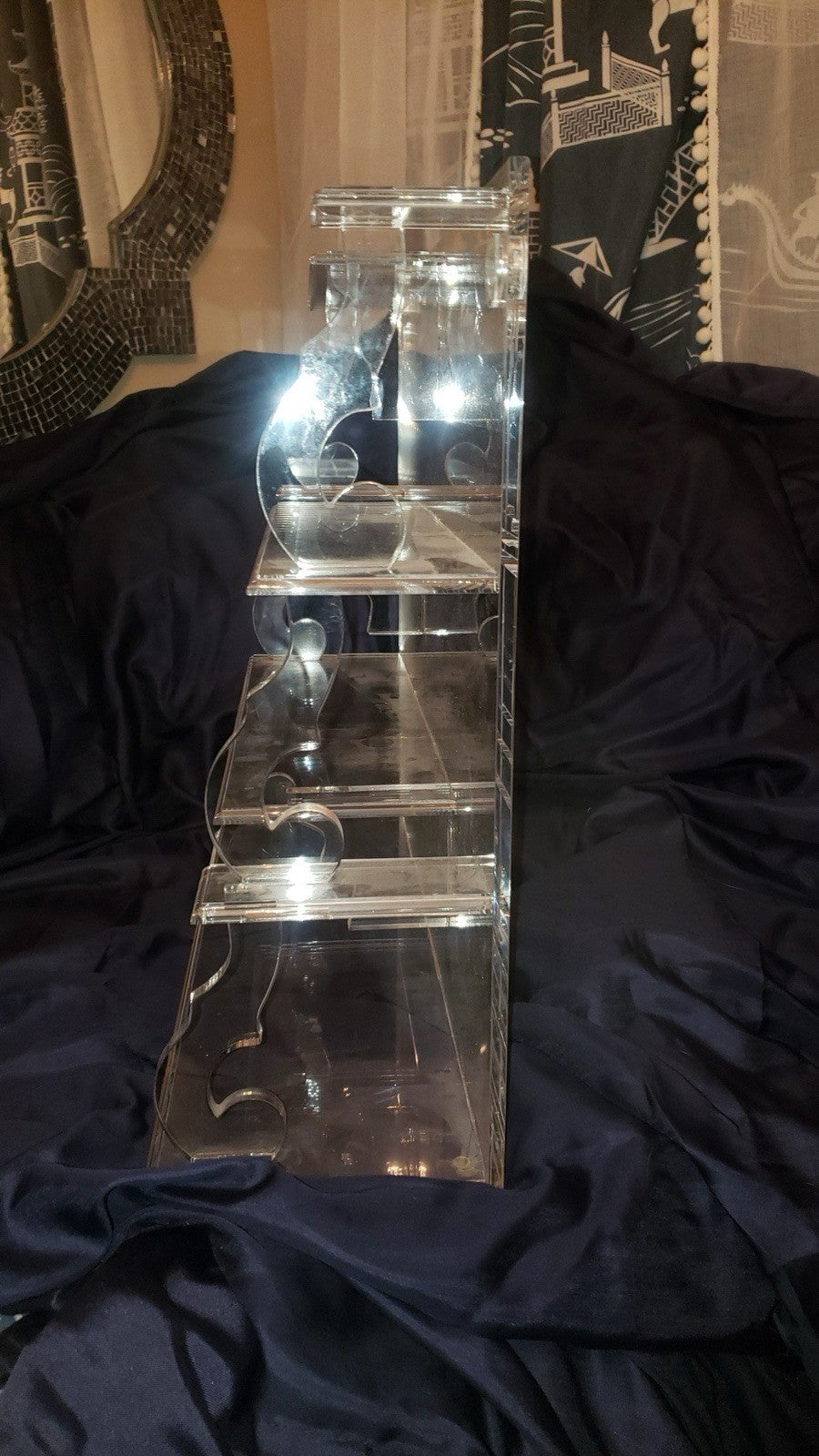 Vintage Acrylic Multi Shelve Distinctive Violin S Hole Side Spiral Unique Levels