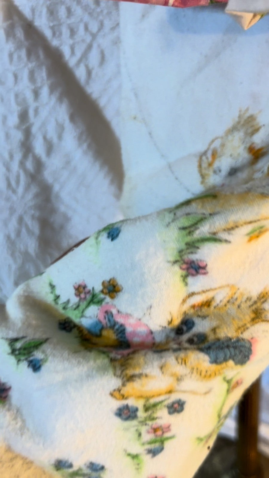 Vintage 70s 80s Mushroom Critter Nursery Blanket Pastel Woodland Baby Throw USA