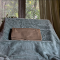 Vintage 70's Gray Genuine leather Clutch Bag, Made in Hong Kong