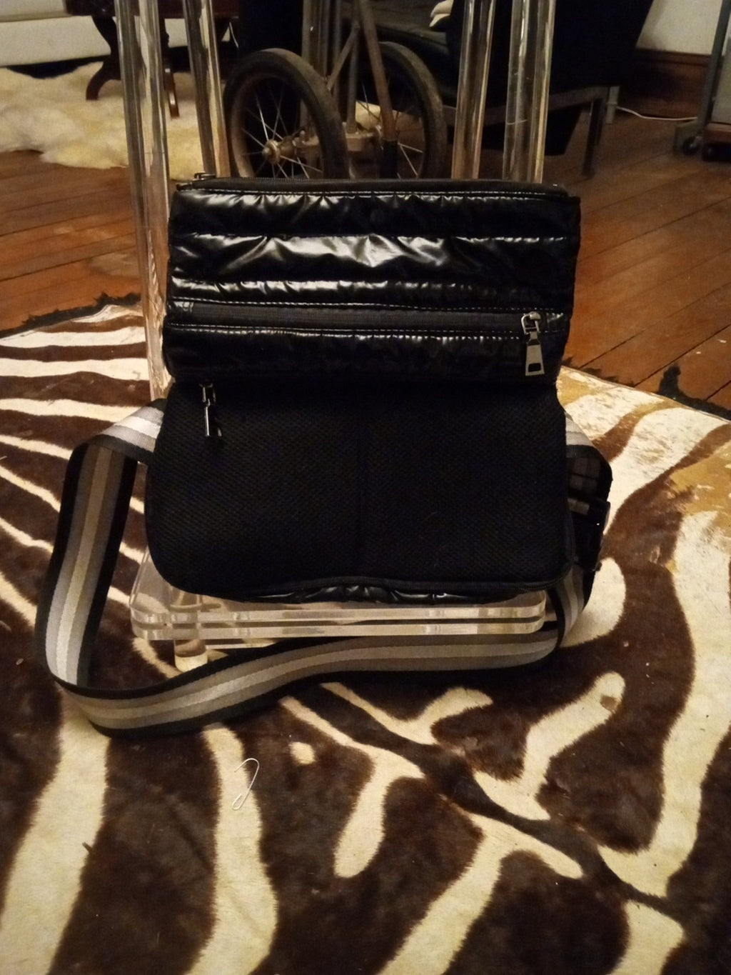 THINK ROYLN Black Bum Bag With Striped Strap