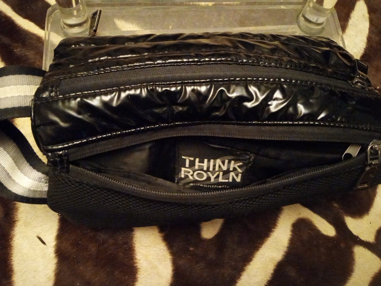 THINK ROYLN Black Bum Bag With Striped Strap