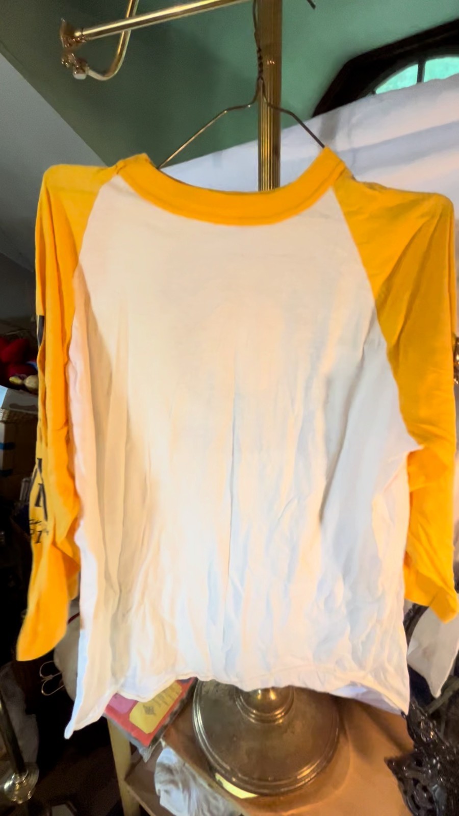 Vintage Bikini Watchers Raglan Tee 70s 80s Sun N Fun Patch Yellow Sleeve