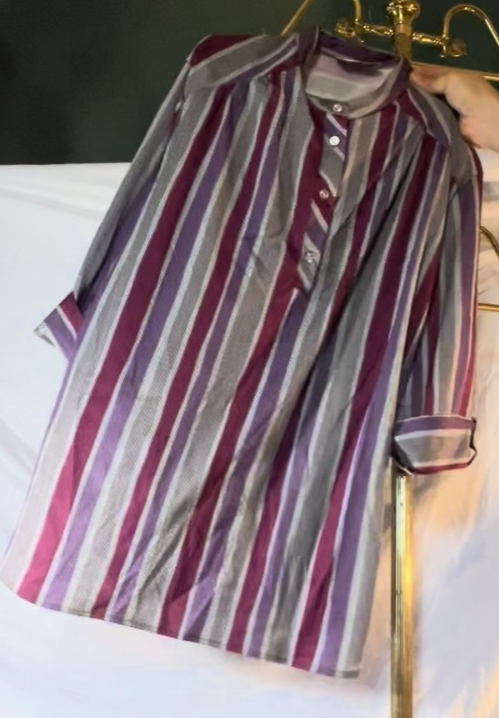 Vintage Four Seasons Purple Stripe Long Sleeve Shirt 90s Retro Casual Mens M