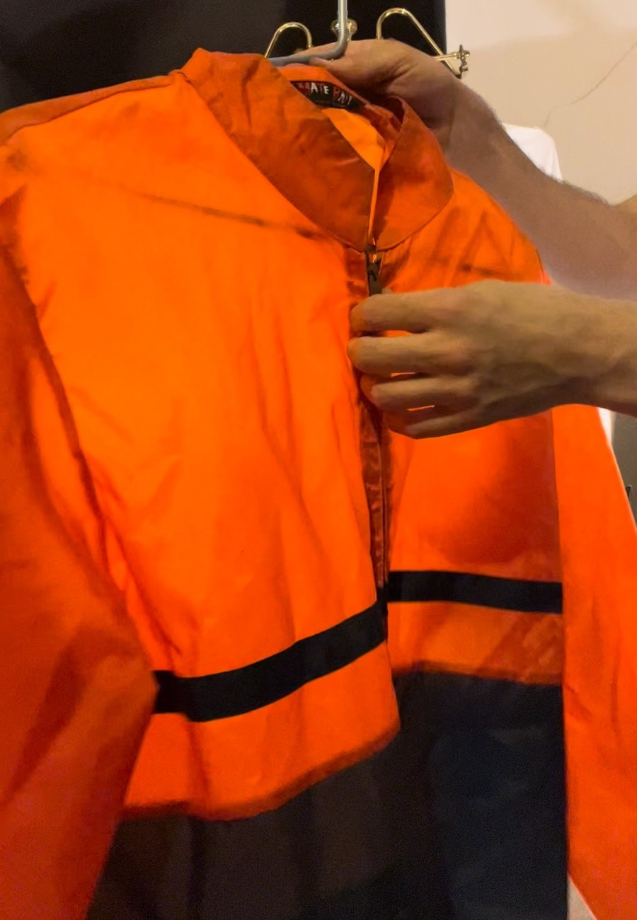 Vintage 90s Mate Bait by David Peyser Orange Navy Colorblock Windbreaker Jacket