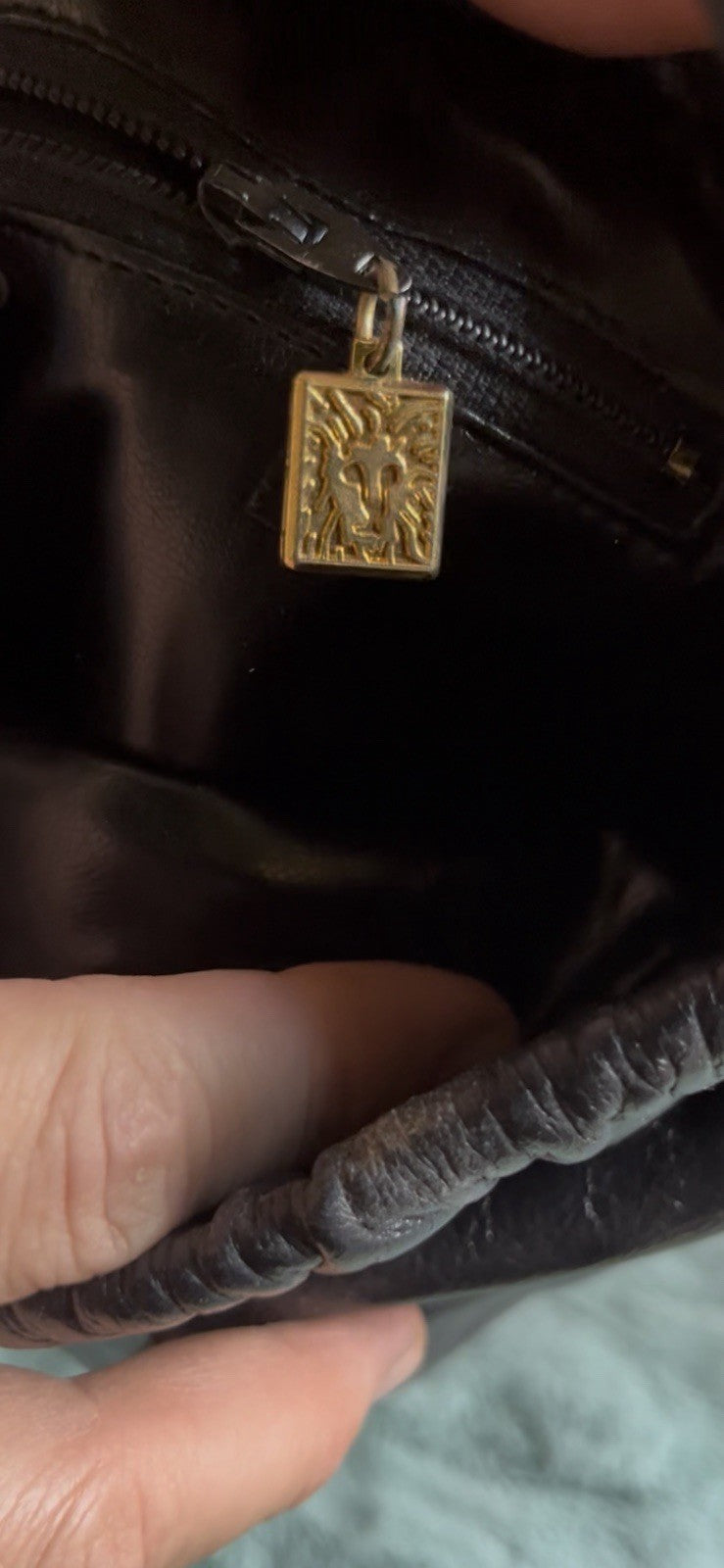 Anne Klein Black Leather Clutch Purse Calderon Vintage 80s