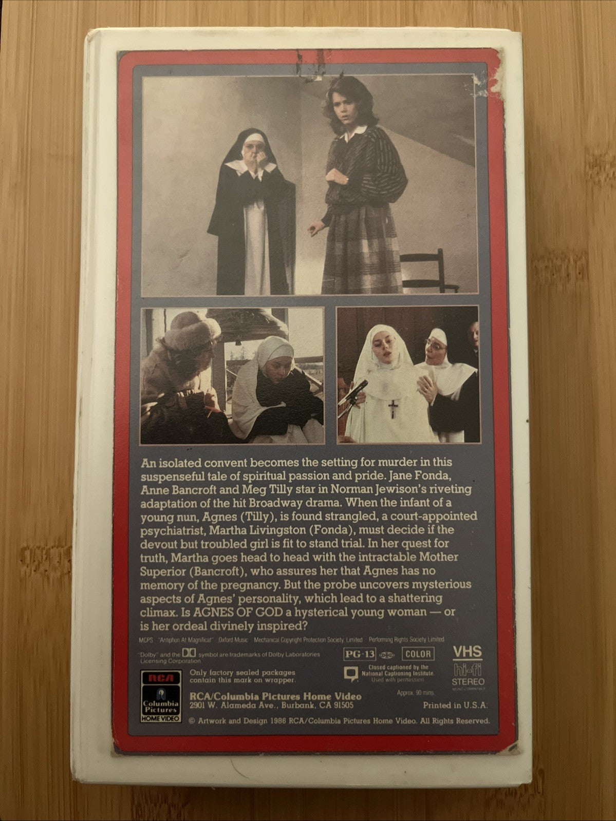 Vintage Agnes Of God VHS 1985 Jane Fonda -  Nostalgic Video Store Case
