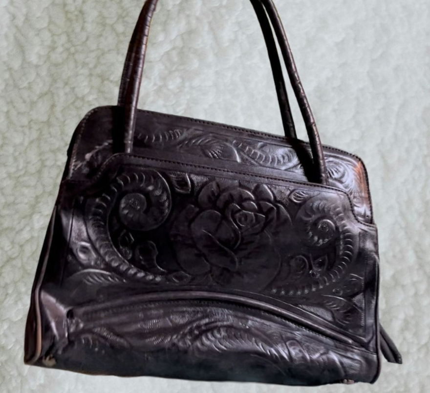 Vintage Mexican Gaitan’s Black Tooled Leather Handbag