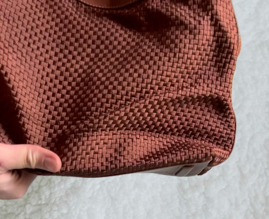 The Sak Brown Woven Shoulder Bag – Leather Trim