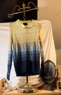 Vintage Eiffel Paris Gradient Knit Polo Sweater Medium 70s 80s Ombre Retro