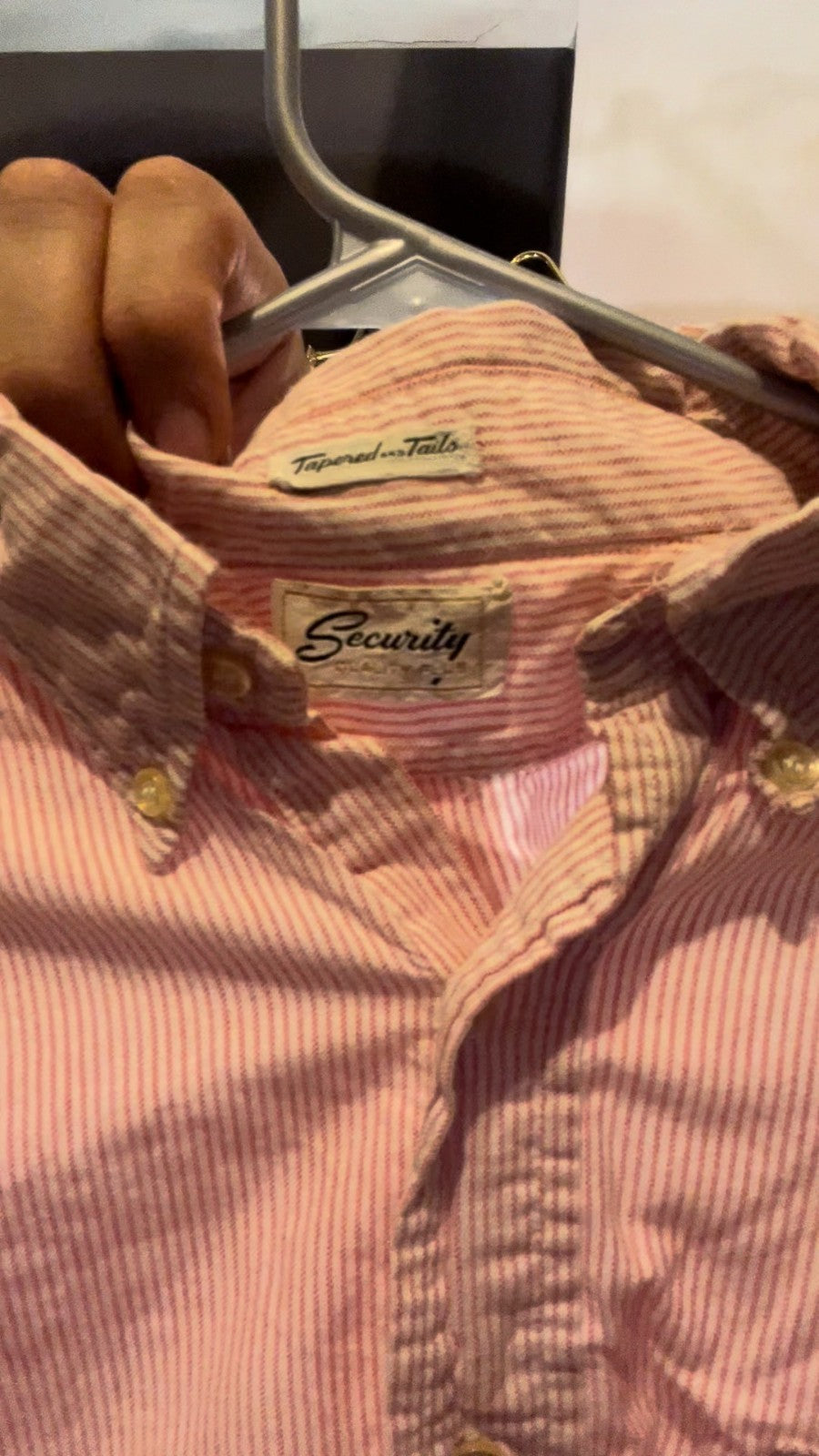 1980s Security Uniform Shirt Pink Stripe XL Distressed Film Costume Repurpose