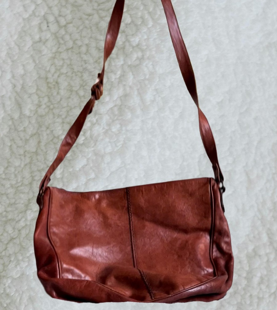 Handmade Artisan Vintage Italian Genuine Leather Shoulder Bag — Late 90s