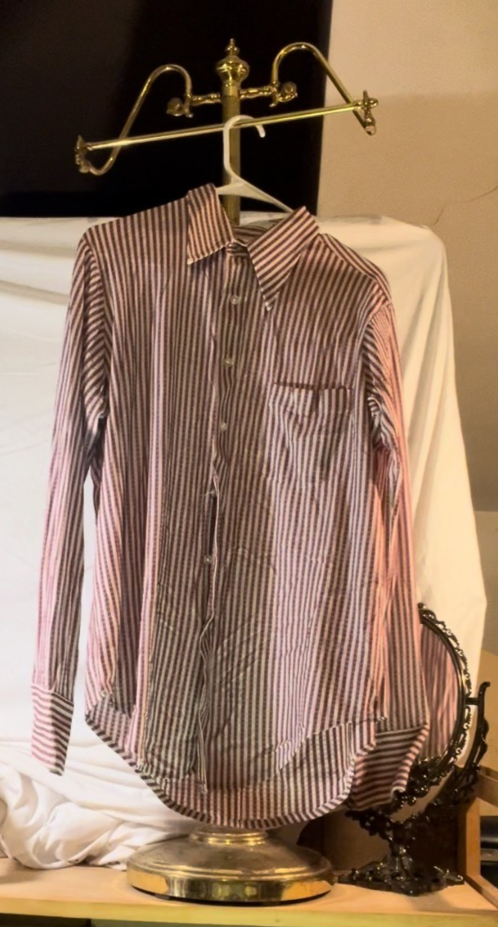 Vintage Hochschild Kohn Long Shirt Brown Stripe Men’s XL 1970s Baltimore Store