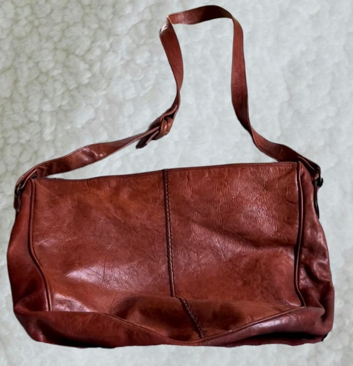 Handmade Artisan Vintage Italian Genuine Leather Shoulder Bag — Late 90s