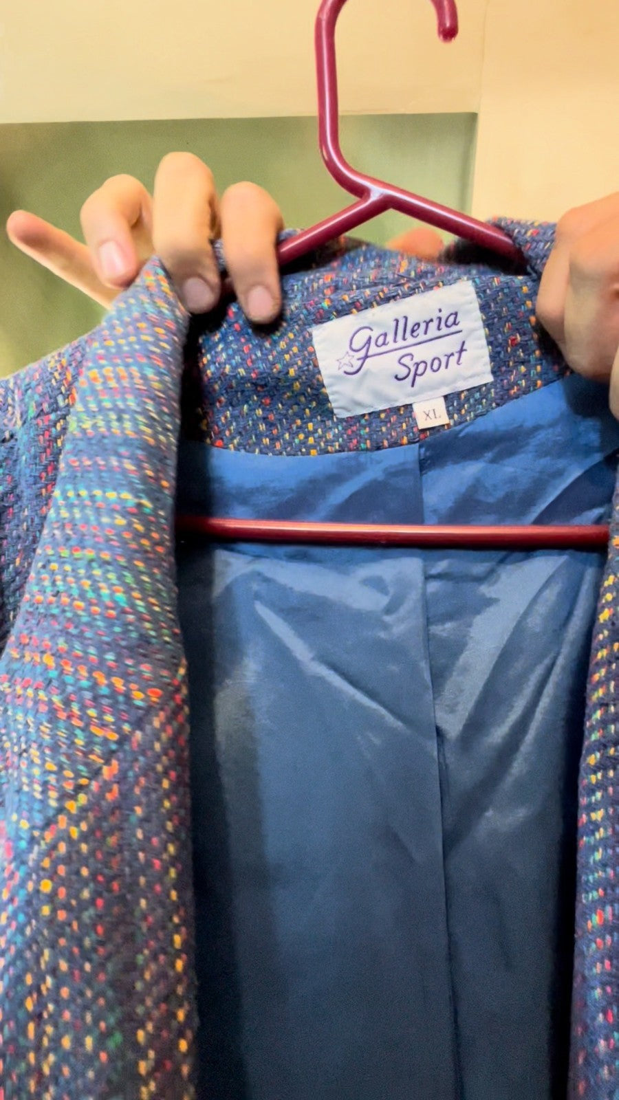 Vintage Galleria Sport Textured Jacket XL Multicolor Blue Lined 80s 90s