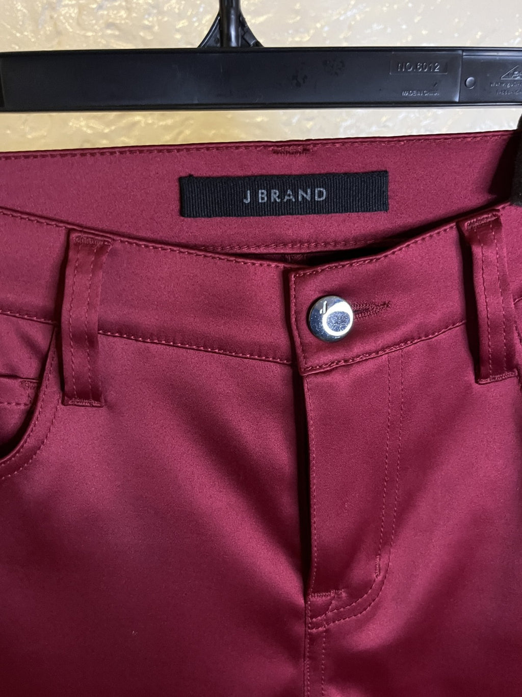 J BRAND Valentina Satin Pants Flare Jeans Opium Red Size 24