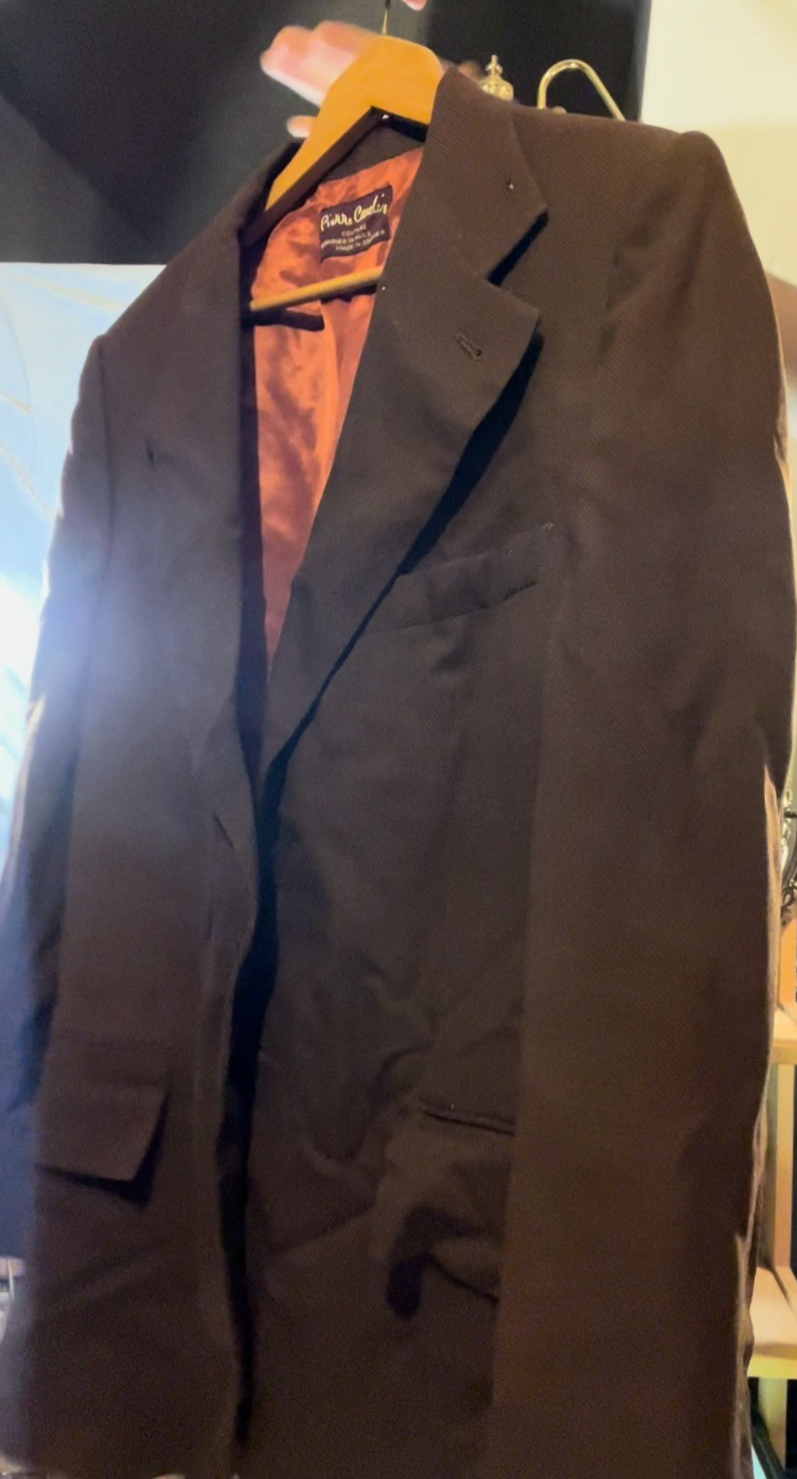 Vintage Pierre Cardin Couture Suit 42R Brown Textured 2‑Piece Suit 80s 90s