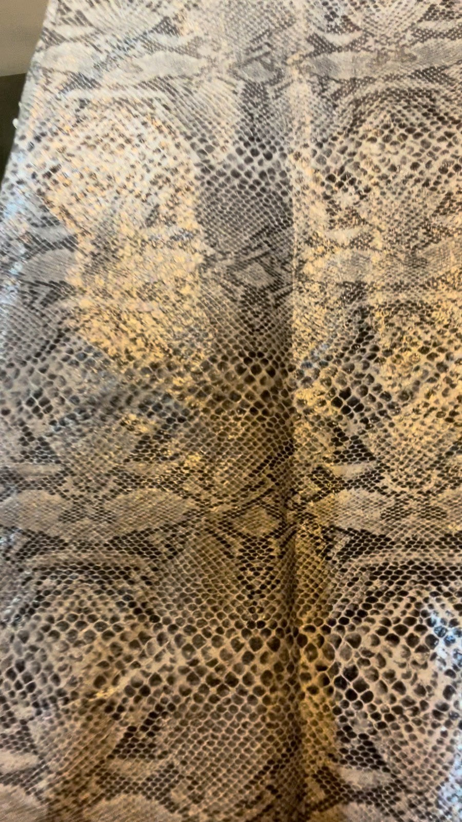 Vintage 1970s Ruth Scharff Snakeskin Print Vest Gray Black Satin Look