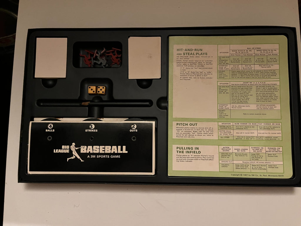 Vintage Big League Baseball Board Game 1967 3M Sports Games. Incomplete.