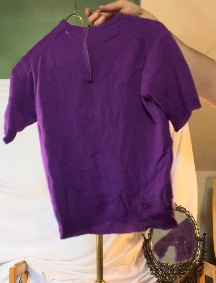 Vintage Purple Textured Knit Sweater Zigzag Pattern Unbranded 90s Y2K Women’s