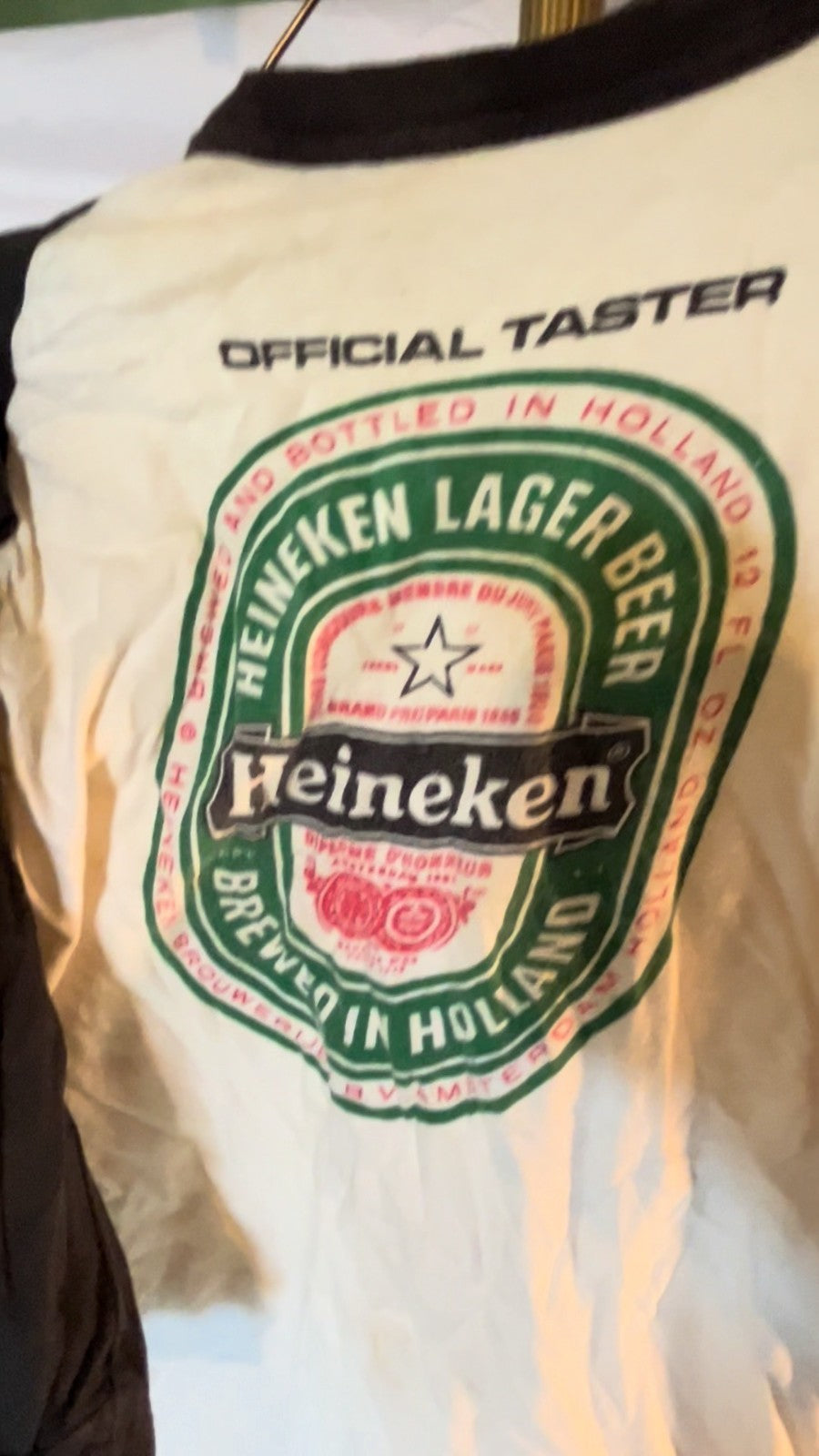 Vintage 90s Heineken Official Taster Raglan Long Sleeve Beer Promo Shirt USA
