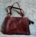 80's Vintage Hong Kong Genuine Leather Saddle‑Stitch Shoulder Bag