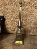 Brass Obelisk with Laurel Wreath Detail 27.5 inches" Tall