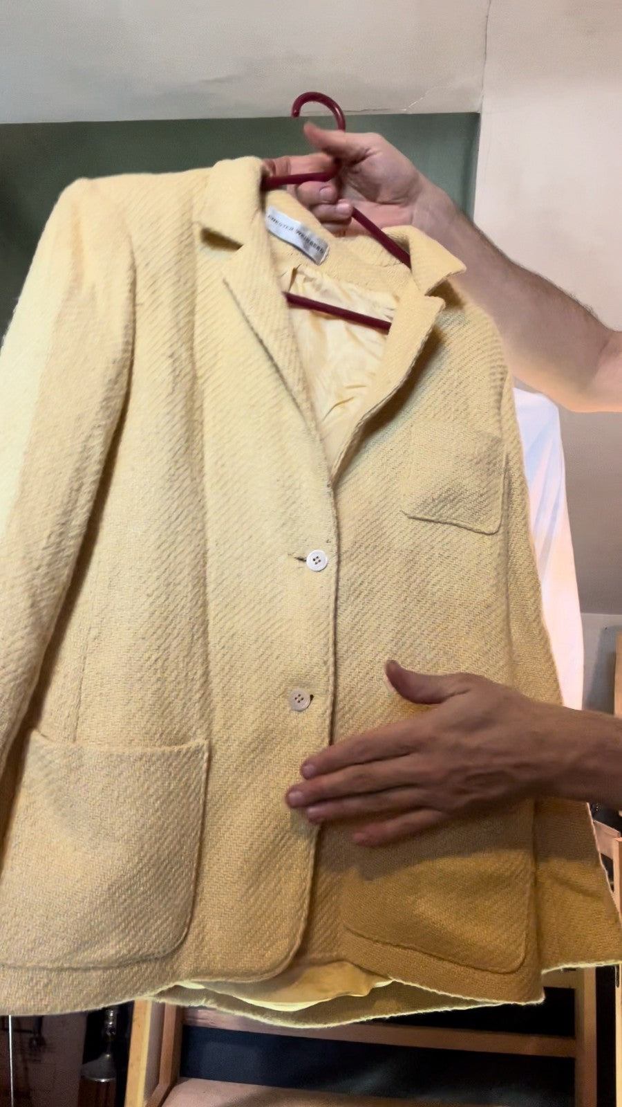 Vintage Chester Weinberg Yellow Textured Blazer 60s 70s Designer Jacket Women’s