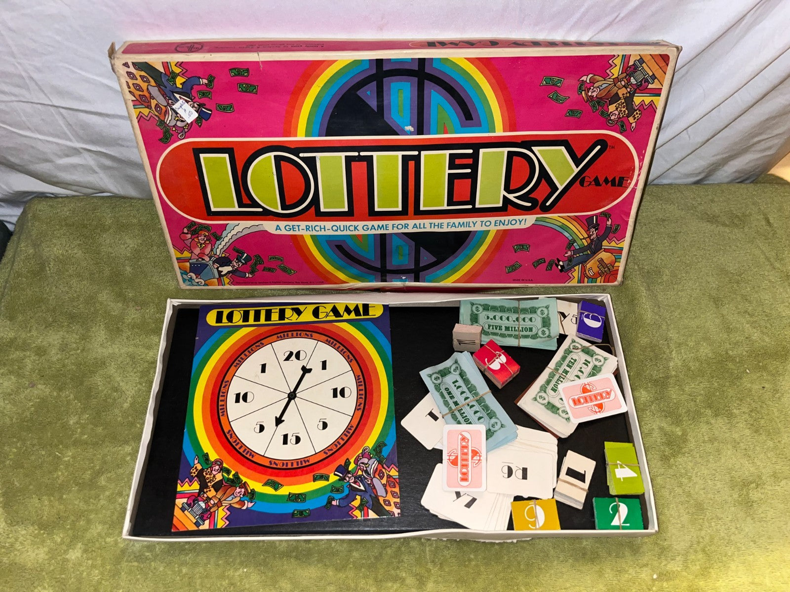 LOTTERY Board Game Selchow & Righter 1972 Get Rich Quick Nostalgia Fun For All