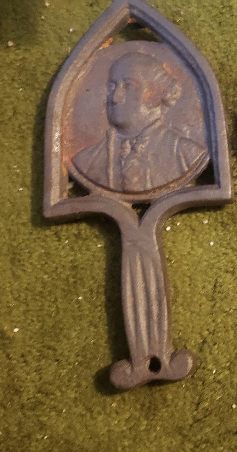 Vintage Cast Iron George Washington Footed Trivet Marked