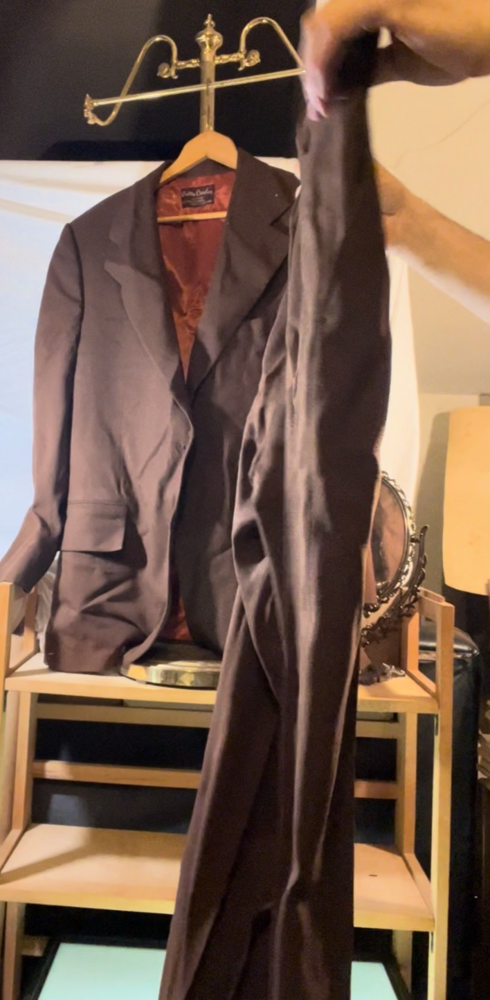 Vintage Pierre Cardin Couture Suit 42R Brown Textured 2‑Piece Suit 80s 90s