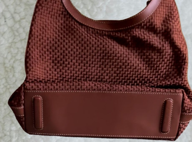 The Sak Brown Woven Shoulder Bag – Leather Trim