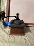 Vintage Cast Iron W/ Wood Hand Crank Coffee Grinder Mill With Mill Drawer