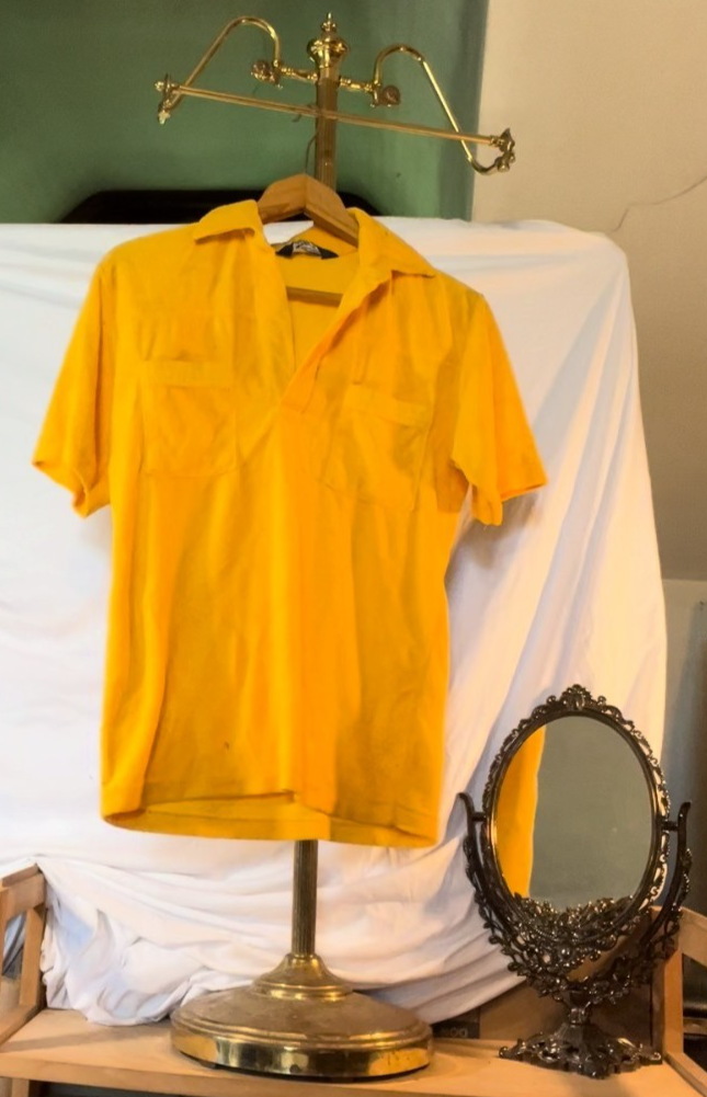 Vintage CAMPUS Yellow Fleece Short Sleeve Shirt Utility Pockets 80s 90s M