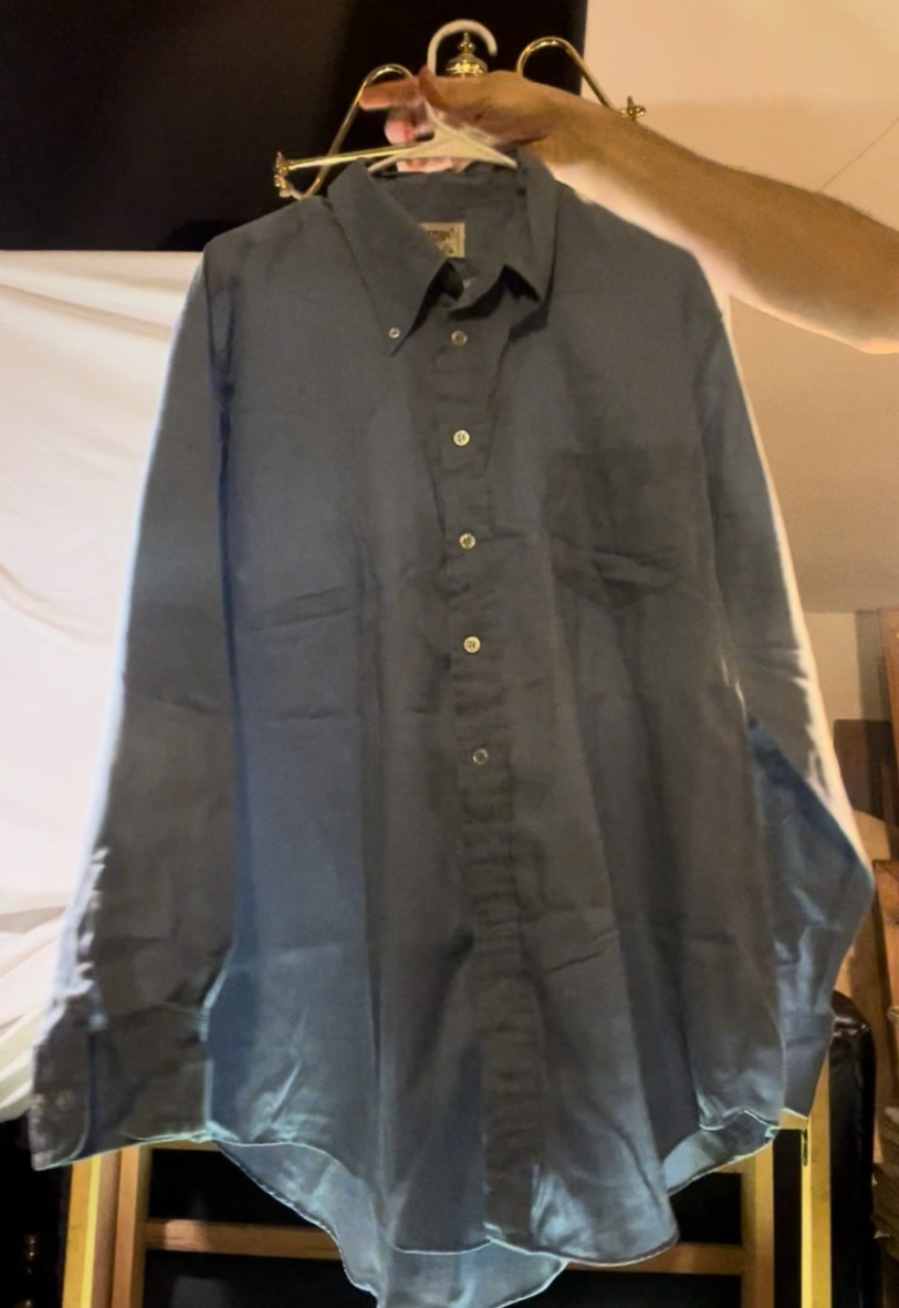 Vintage 1970s Dimension Shop Big Men Shirt Blue Long Sleeve 17.5 35/36 XL Tall
