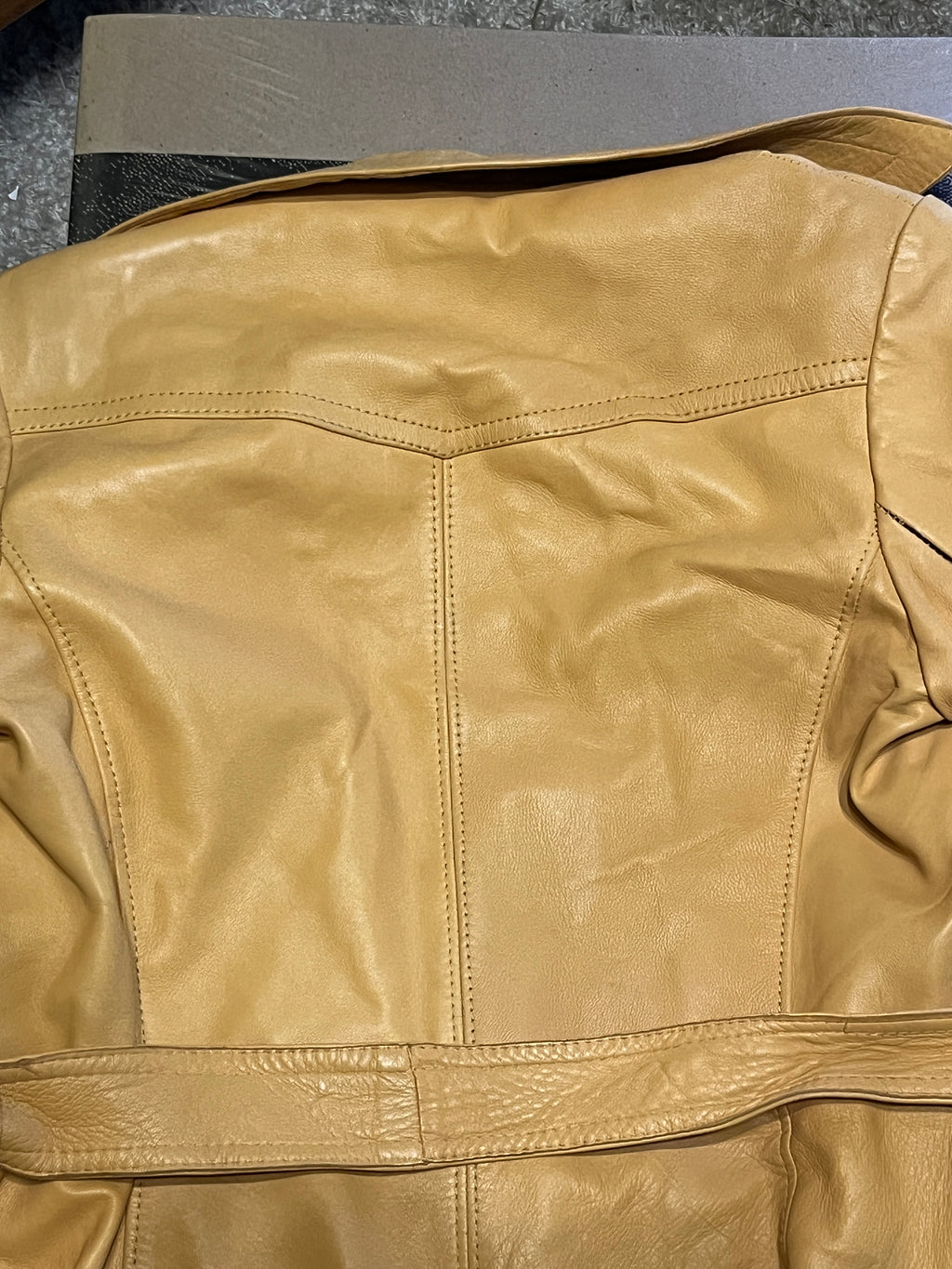 Vintage 70s Leda Spain by gropper yellow leather trench coat made in Spain custom  zz