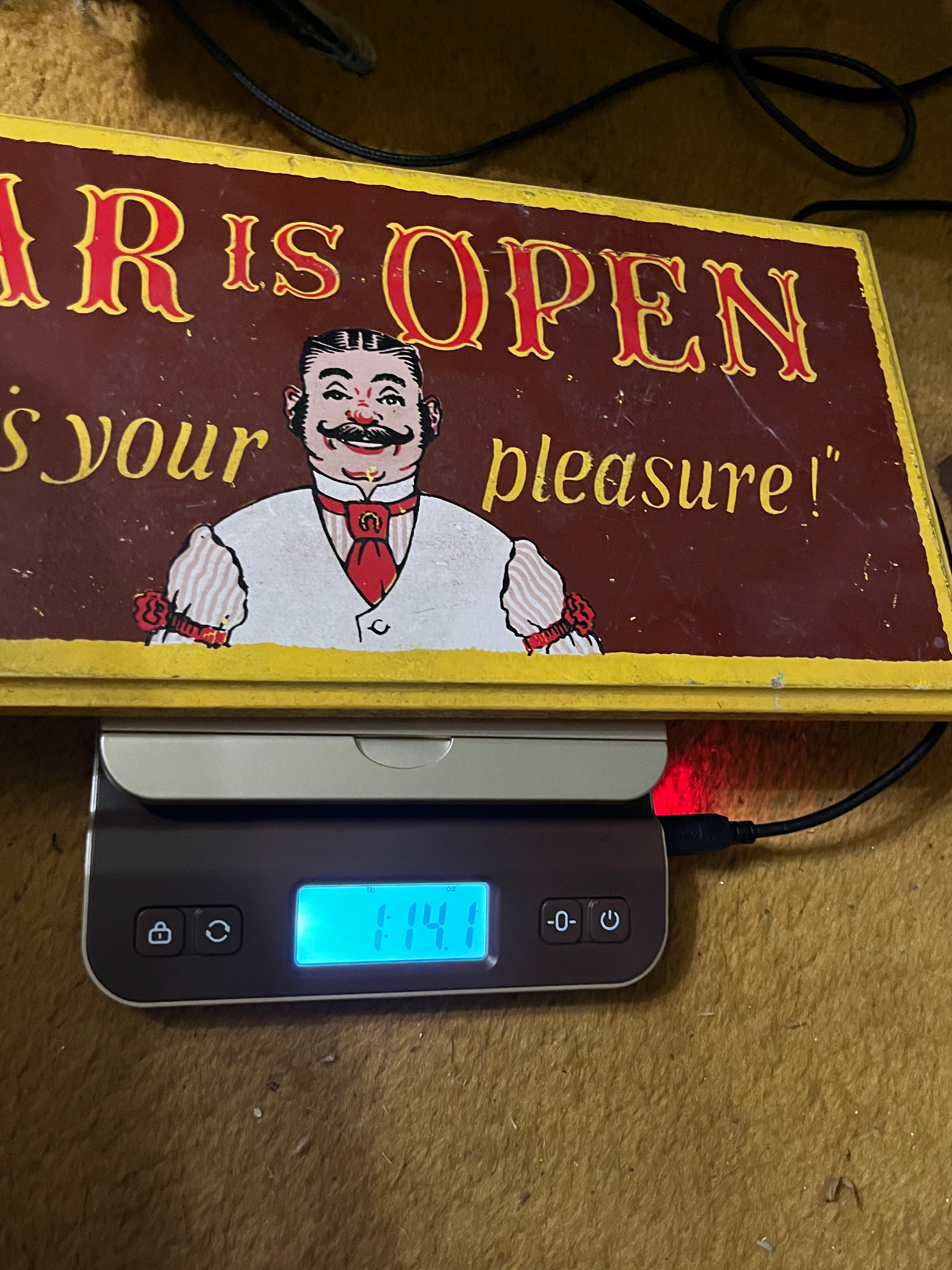 Bar is open, Barman is off duty double sided sign pf