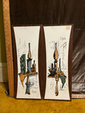 Vintage MCM Kovac Wall Plaques Pair – 1960s Illinois Moulding Co. Still Life Art 21x8 inches pf