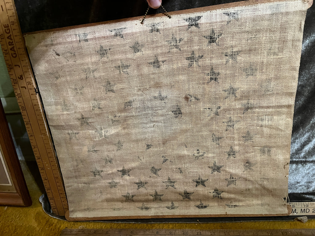 Vintage Mid Century Americana Wall Hanging Scroll Textile Art E Pluribus Unum 15x18 pf