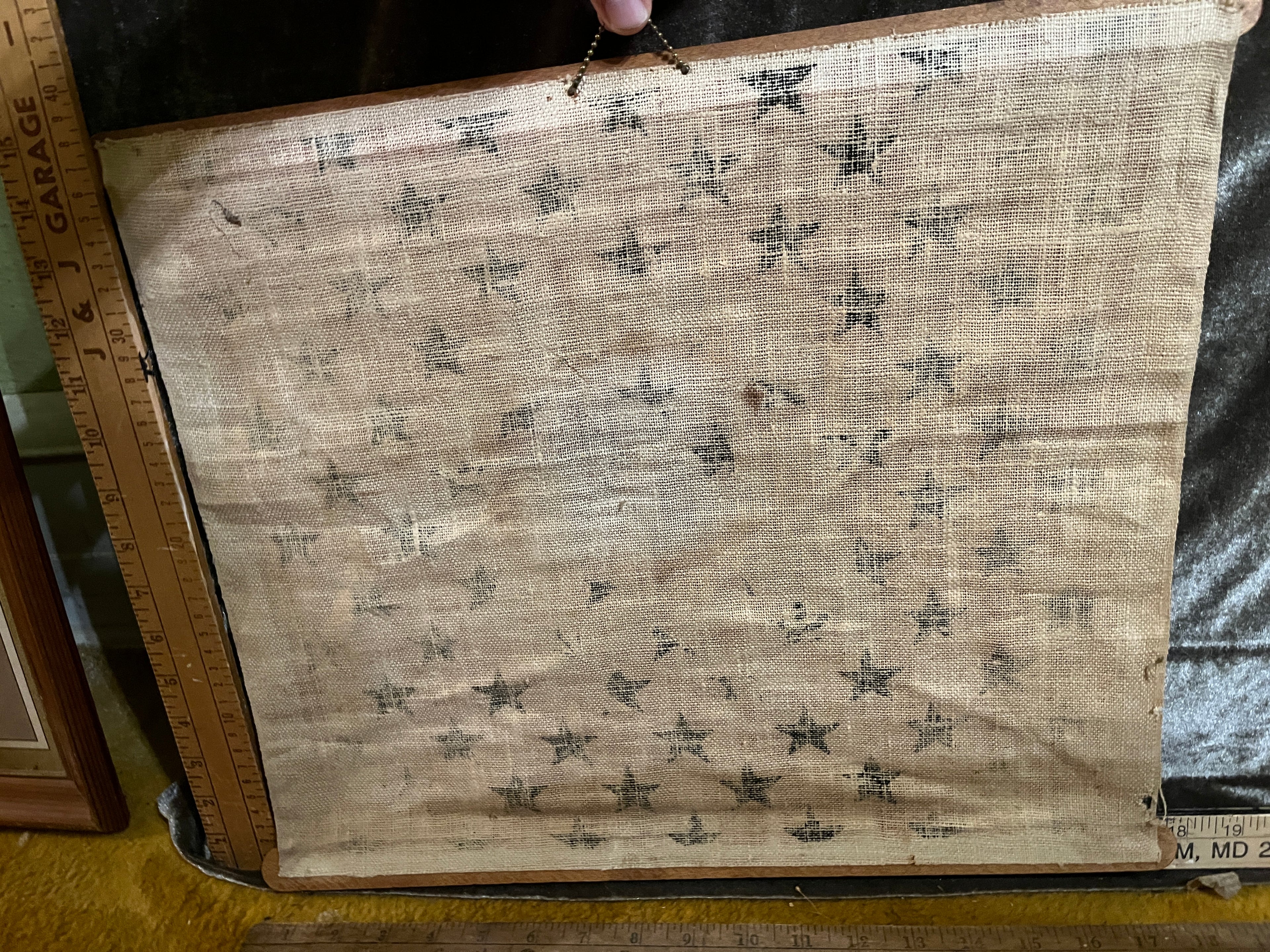 Vintage Mid Century Americana Wall Hanging Scroll Textile Art E Pluribus Unum 15x18 pf