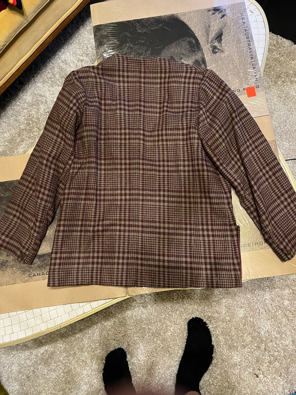 Vintage 70s/80s Retford place jacket red/grey flannel zz