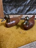 Vintage Mid-Century Style Wood & Solid Brass Duck Figurines - Pair, Made in India BR-15601. pf